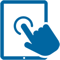 Symbol &bdquo;iPad mit Hand&ldquo;