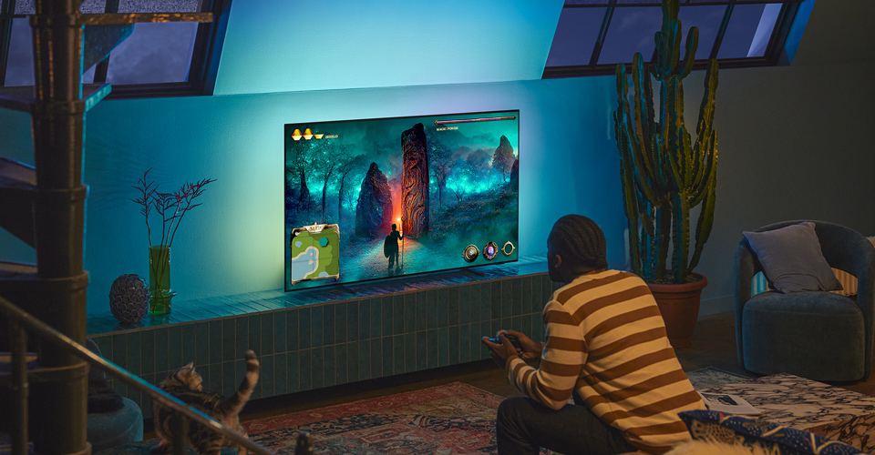 Fonctionnalité de jeu améliorée du téléviseur OLED Philips